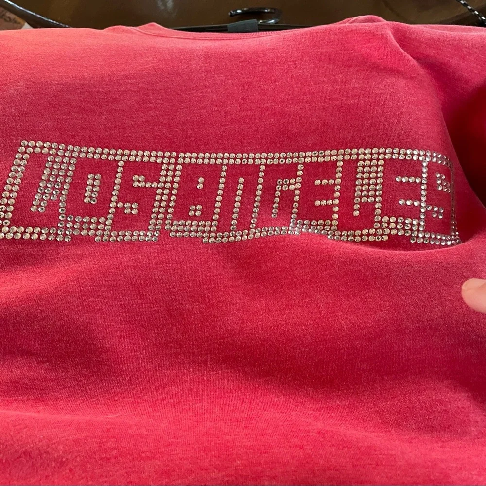 Los Angeles Blingy Crewneck Oversized Heavyweight Sweatshirt. Red Heather. Small - Picture 8 of 9